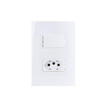 Imagem de Interruptor Paralelo 10a E Tomada 2p+t 20a Margirius Sleek Com Placa 4x2 Branco
