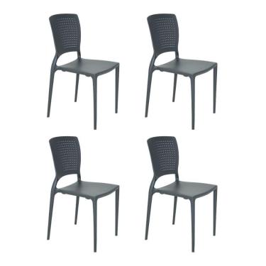 Imagem de Conjunto 4 Cadeiras Safira Em Polipropileno E Fibra De Vidro Grafite Tramontina