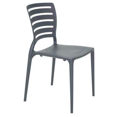 Imagem de Cadeira Sofia Grafite Sem Braços Encosto Vazado Horizontal Em Polipropileno E Fibra De Vi