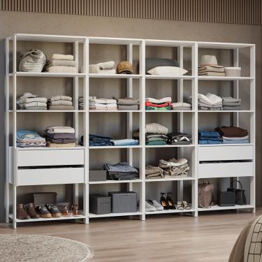 Imagem de Guarda-roupa Closet Modulado 4 Gavetas 258 Cm Valencia Madesa 06 Branco