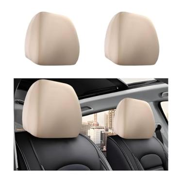 Imagem de NYTKL 2 peças de capa de encosto de cabeça para carro, tecido elástico macio, protetor de encosto de cabeça de veículo, lavável Dirt-Poorf capas de encosto de cabeça para automóveis, revestimentos
