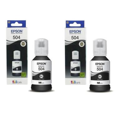 Imagem de Kit 2 Refil Preto Tinta T504 504 Epson autêntico L4150, L4160, L6161