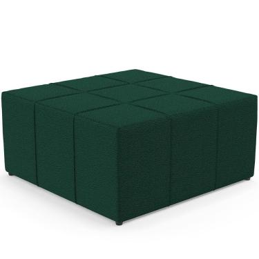 Imagem de Puff Decorativo Para Sala De Estar Quadrado Milano 90x90cm W01 Bouclê Verde - Lyam Decor