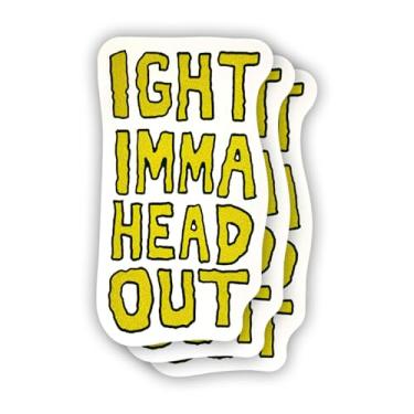 Imagem de (3 peças) Adesivo Ight Imma Head Out com frases motivacionais sarcásticas com citação humorística decalque de vinil para Kindle, laptop, garrafa de água, capacete rígido de telefone, adesivo de