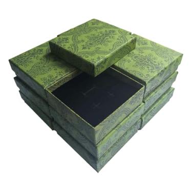Imagem de ARTISAMILY 12 peças, brincos verdes, caixa de colar, caixa de joias, caixas de presente de 9 x 9 x 2,5 cm, caixas de joias de papel de papelão, caixa de joias para aniversário, casamento, Natal