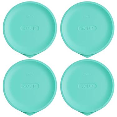 Imagem de Tampas de substituição para Pyrex 7201-PC 4 xícaras, tampa de silicone redonda de armazenamento para tigela de vidro âncora, pacote com 4, turquesa