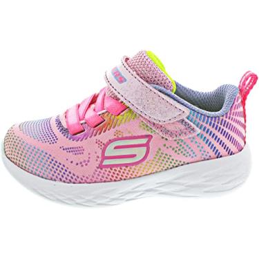 Imagem de Skechers Tênis infantil unissex Go Run 600-Shimmer Speeder, Rosa claro/Multi, 2 Medium US Little Kid