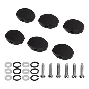 Imagem de Generic Botões de Afinação, Acabamento Requintado, ébano Durável + Metal, Fácil de Usar, Botão de Cabeça de Máquina de Afinador Ecológico para Guitarras Folk (grande quadrado)