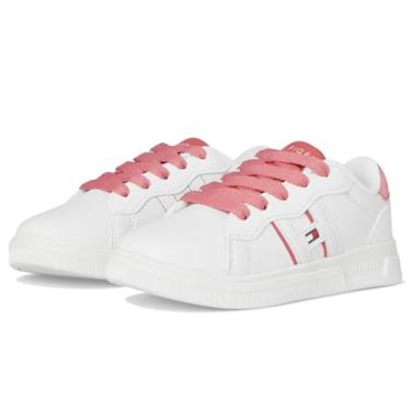 Imagem de Tommy Hilfiger Tênis feminino Cayman 3.0 (criança pequena), Branco/Rosa, 5 Big Kid