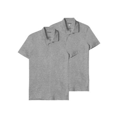 Imagem de Kit com 2 Camisetas Polo Masculina Malwee 1000004430 Azul Marinho-Masculino