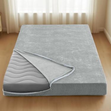 Imagem de H.VERSAILTEX Capas de colchão futon sem braços tamanho solteiro para colchão futon japonês tradicional capas macias de chenille para sofá, protetor de sofá com zíper, Dove