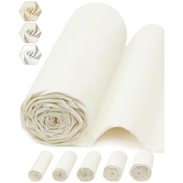 Imagem de FIVEIZERO Tecido de musselina 100% algodão por jarda, panos de musselina de algodão descolorido creme de 160 cm x 3 jardas – Tecido chita bege de peso médio para costura, acolchoamento, bordado
