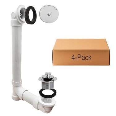 Imagem de Westbrass D49721-4-26 Conjunto de resíduos e transbordamento de banheiro de 3,8 cm com tampa de drenagem de tração e cotovelo superior de placa frontal de um furo-SCH. 40 PVC, cromo polido