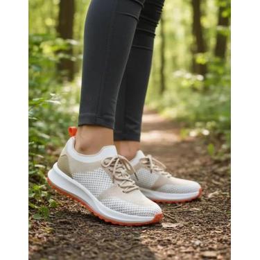 Imagem de Tênis Usaflex Poofy Tricot Conforto Leveza e Estilo, Bege, 36