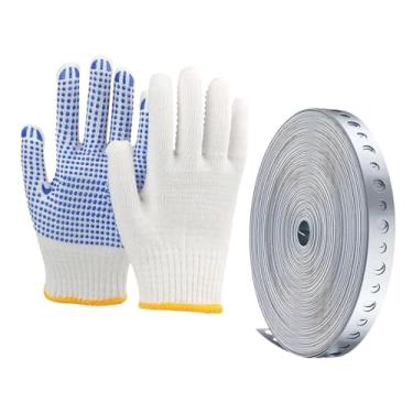 Imagem de harayaa Fita de metal galvanizado perfurada para tubos, com luvas inclusas, acessórios para projetos de bricolagem ao ar livre, multiuso para organização