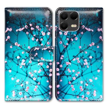 Imagem de Bcov Capa para T-Mobile Revvl 8 Pro, capa flip de couro flor de ameixa capa carteira com compartimento para cartão suporte capa para T-Mobile Revvl 8 Pro