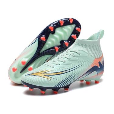 Imagem de Up run Tênis de futebol masculino de cano alto FG Long Spikes adulto leve para treinamento atlético profissional, Verde Ag, 36