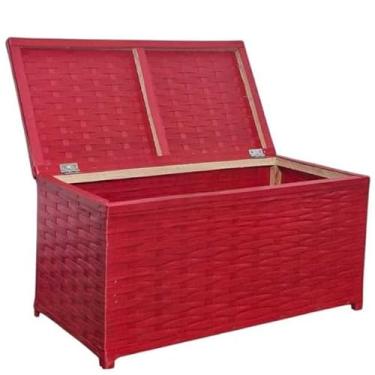 Imagem de Baú Organizador Horizontal 45 Litros - Caixa de Brinquedos em Fibra Sintética 60x30x30cm com Alça(vermelho)