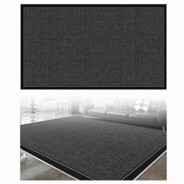 Imagem de SPXMQSS Tapete para quarto, tapetes extra grandes resistentes ao desgaste para sala de estar com suporte antiderrapante, tapete lavável, para estudo, quarto, sala de jantar, escritório, preto/cinza