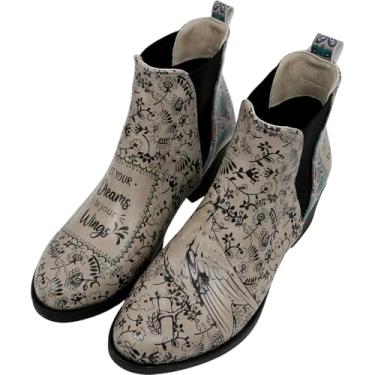 Imagem de DOGO Chelsea Botas femininas de couro vegano e cano curto de salto feito à mão, Let Your Dreams Be Your Wings, 37