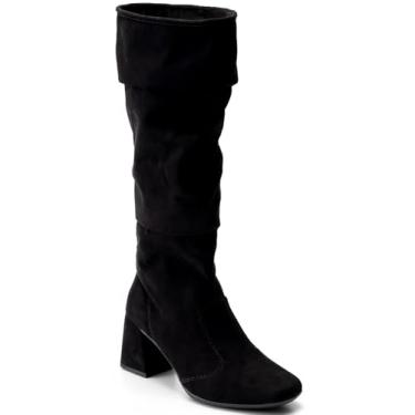 Imagem de Bota Feminina Lumiss Suede Cano Alto Enrugado Salto Baixo preto40