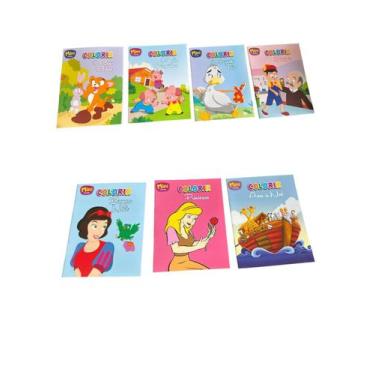 Imagem de Kit 7 Mini Livros Infantis De Colorir Tema Variado Historias - Todo Li