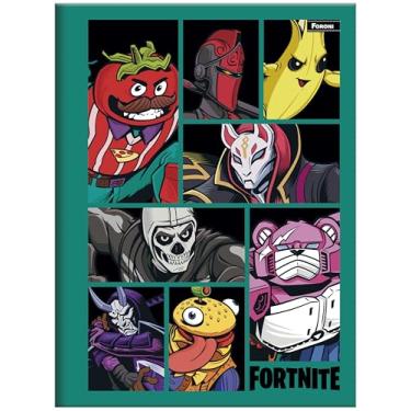 Imagem de Caderno Fortnite FORONI Universitário BROCHURA - 80 Folhas (Verde)