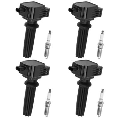 Imagem de DRIVESTAR Conjunto de 4 bobinas de ignição UF670 e 4 velas de ignição compatíveis com L4 2.3L 2.5L 2.0 2012-2019 Ford Edge Explorer Focus Fusion Mustang Taurus & Jaguar XE XF & Lincoln MKC e Land