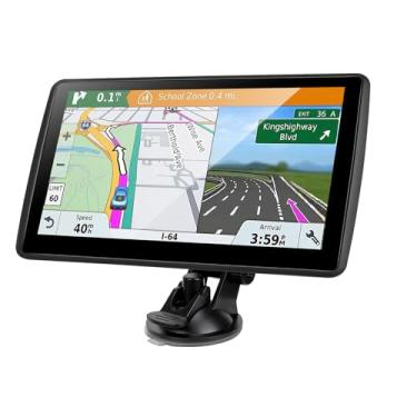 Imagem de Navegador GPS para carro, caminhão, trailer, mapas de 2025, tela sensível ao toque de 7 polegadas com orientação de voz, limite de velocidade e alertas de câmera de luz vermelha (GPS com 1 carregador)