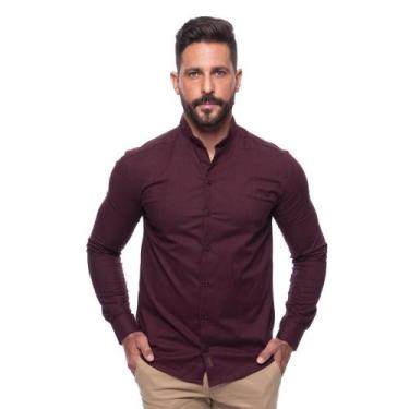 Imagem de Camisa Masculina Linho Manga Longa Gola Padre Lisa Casual - Teodoro Ca