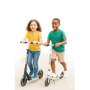 Imagem de Patinete Infantil Juvenil Dobrável com Freio Traseiro e Altura Ajustável | Para Crianças a Partir de 6 Anos | Suporta até 100kg | Leve e Seguro (branco)