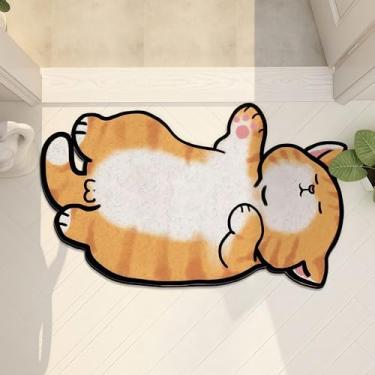 Imagem de SCHUTEO Tapete para caixa de areia para gatos 81 x 50 cm, design fofo de gatinho, macio, confortável, fácil de limpar, forro de material de PVC antiderrapante (forma B)