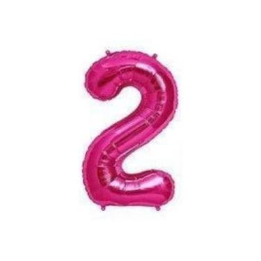 Imagem de Balao metalizado 40cm rosa numero 2 - Warna