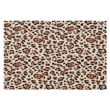 Imagem de CEBUGI Tapete de área 60 x 90 cm, macio, lavável, antiderrapante, com revestimento de borracha, estampa de leopardo, para sala de estar, quarto, decoração de casa