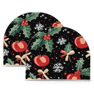 Imagem de Wassud Porta-guardanapos de acrílico com folhas de azevinho de Natal, dispensador de guardanapos de papel moderno em forma de U para mesa, cozinha, sala de jantar, bancada 2 peças (comporta 50-60