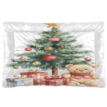 Imagem de Wassud Árvore de Natal com camas de urso, tapete lavável para animais de estimação para cães e gatos, almofada de cama de viagem antiderrapante, almofada de canil para ambientes internos e externos