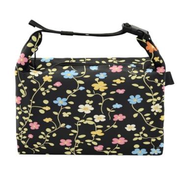 Imagem de STAYTOP Lancheira vintage com pequenos fragmentos florais com fivela de alça, lancheira isolada para meninos e meninas, lancheira térmica para trabalho escolar