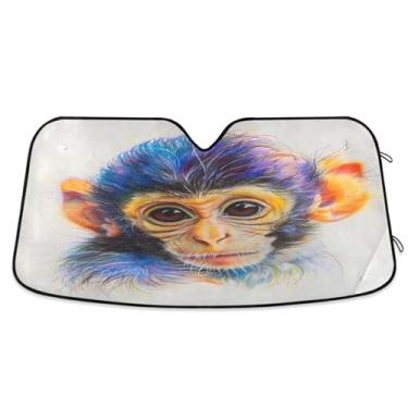 Imagem de CEBUGI Para-brisa para-sol para janela dianteira do carro, para-sol, viseira dobrável para caminhão, SUV, mantenha seu veículo fresco, macaco