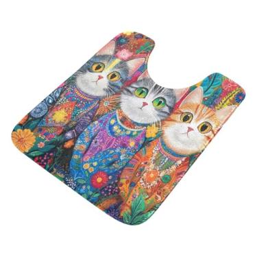 Imagem de Burbuja Tapete de banho Pretty Cats, tapete de banheiro absorvente extra macio com suporte antiderrapante para banheiro, banheira, chuveiro, 41 x 61 cm