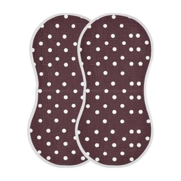 Imagem de STAYTOP 2 peças de panos de arroto brancos com fundo de castanha de bolinhas - panos de arroto para bebês meninos meninas e toalha de recém-nascido, panos grandes absorventes para arrotar