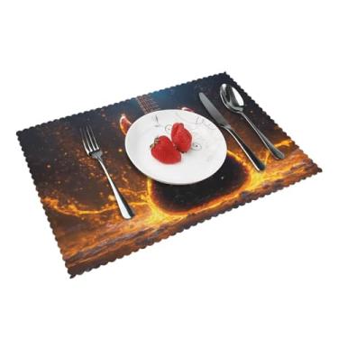 Imagem de Jogo americano de mesa de jantar requintado com estampa de guitarra elétrica, tapetes laváveis antiderrapantes, para cozinha, decoração de casa
