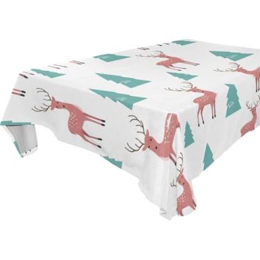 Imagem de Burbuja Toalha de mesa de cervo de árvore de inverno, toalha de mesa quadrada anti-rugas grossa para decoração de jantar, cozinha, festa, 137 x 137 cm