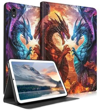 Imagem de HEAKIERG Capa para tablet iPad 10ª geração de 10,9 polegadas 2022, capa protetora de couro PU com suporte para vários ângulos de visão para iPad 10ª geração 2022, roxo dragão