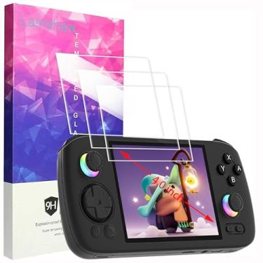 Imagem de Lamshaw RG406H Protetor de tela de jogo retrô portátil, película protetora de tela de vidro temperado 9H compatível com console de jogos portátil retrô RG406H de 10 cm (pacote com 3 unidades)