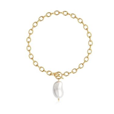 Imagem de HABIKIP Colar feminino banhado a ouro 14 K, colar com pingente de cruz em camadas delicado, colar grosso dourado com elos de corrente na moda, grosso, simples, não manchado, coração, joia presente