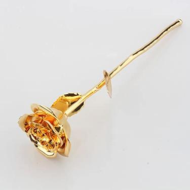 Imagem de Flor de rosa real mergulhada em ouro, haste longa premium, preservada para sempre, presente de rosa dourada para mãe, aniversário, casamento, cor dourada, caixa de presente de luxo