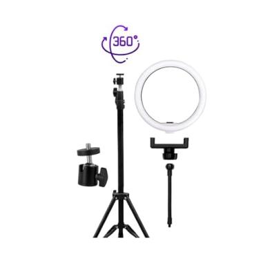 Imagem de Luxside Ring Light 10 Polegadas com Tripé 2,10m Profissional, Suporte para Celular, LED 3 Cores, Iluminação para Maquiagem e Gravações, Rotação 360°