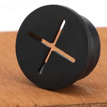 Imagem de 1 cabo de mesa, ilhós, flexível, para móveis, capa de silicone, furo de 25 mm, organizador de fios, junta redonda para console de TV, escritório, mesa de PC (preto)