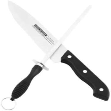 Imagem de Conjunto de faca e chaira profissional, para cortar carnes com maestria, pratico, eficaz, fino