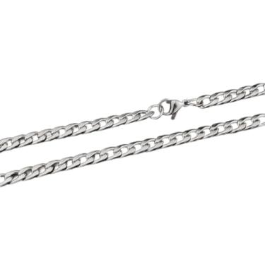 Imagem de Pulseira Masculina Grumet 1x1 3mm Aço Inoxidável Prata 20cm Fina Discreta com Elos Soldados e Fecho Antifurto